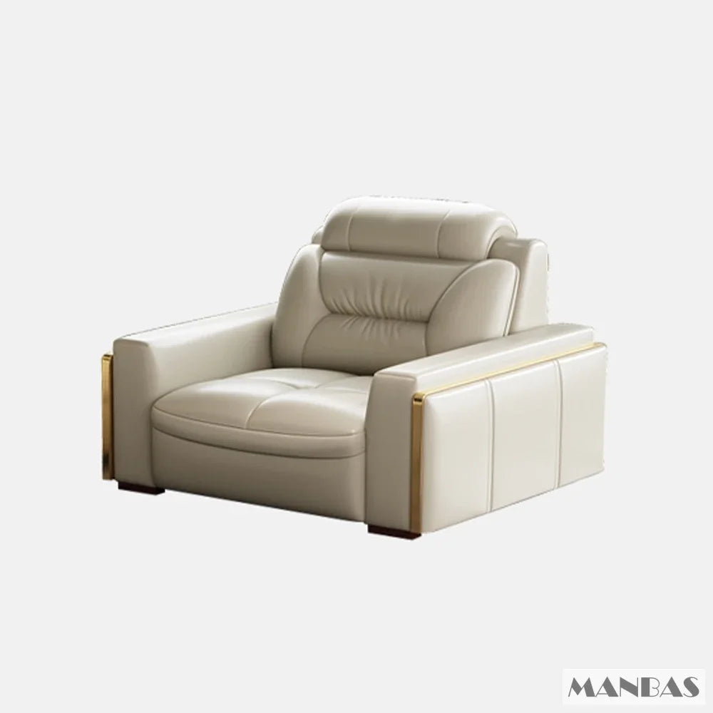 Premium Italian Genuine Leather Sectional Sofa Sets Couch Sofas with USB and Bluetooth Speaker - MANBAS Living Room Furniture