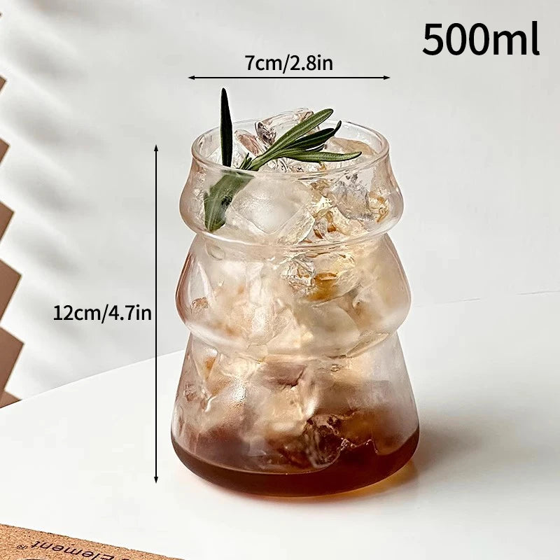 Glass Drinkware Cold Coffee Cups Latte Coffee Glass Iced Water Bottle Aesthetic Cup Wine Cocktail Glass כוסות לקפה ק