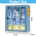 Closet Wardrobe Organizer Storage Rack Portable Clothes Shoe Clothing Shelf Dustproof Non-woven Fabric Quick and Easy to Assembl