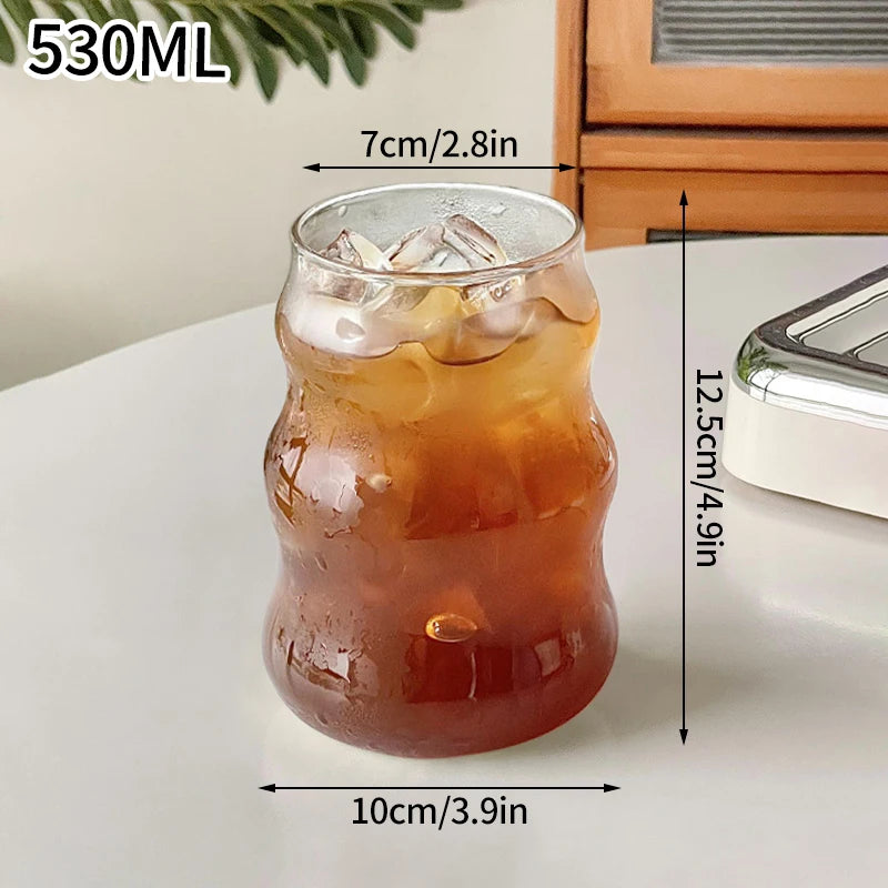 Glass Drinkware Cold Coffee Cups Latte Coffee Glass Iced Water Bottle Aesthetic Cup Wine Cocktail Glass כוסות לקפה ק