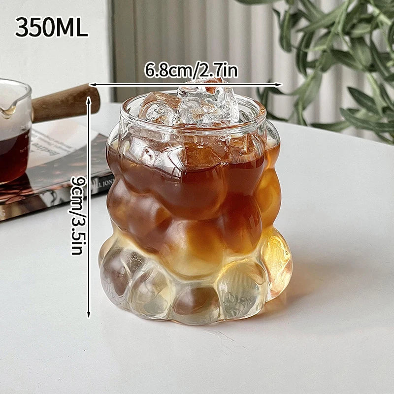 Glass Drinkware Cold Coffee Cups Latte Coffee Glass Iced Water Bottle Aesthetic Cup Wine Cocktail Glass כוסות לקפה ק