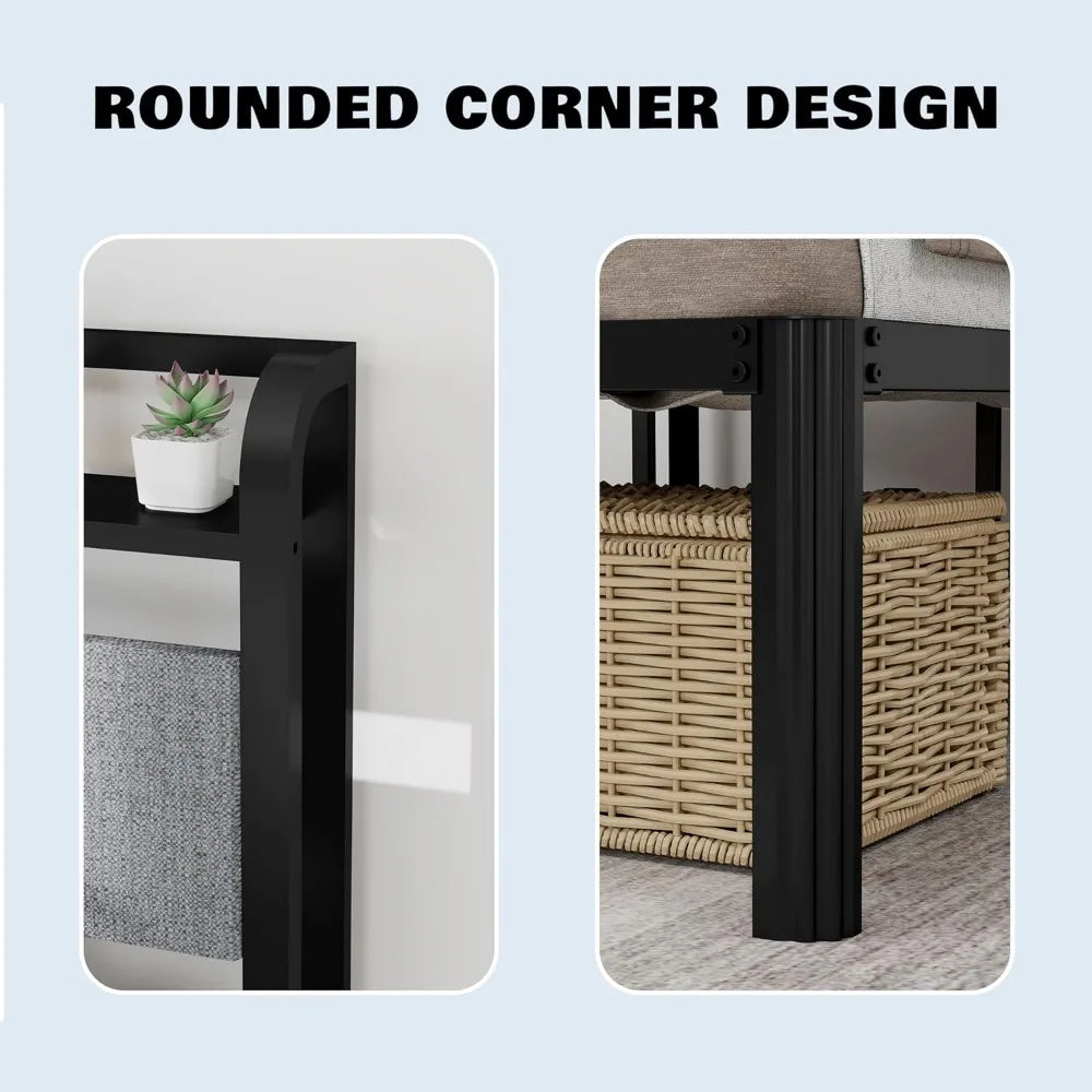 Twin Bed Frames with Headboard 14 Inch Upholstered Bed Frame for Kids Metal Black Bed Base for Girls Boys,Stable Mattress Founda