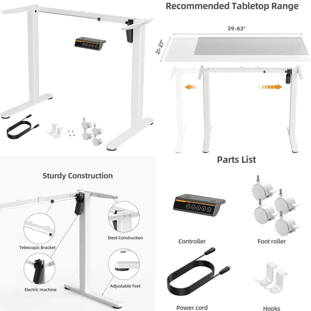 Adjustable Electric Standing Desk Frame - C-Shaped Workstation for Ergonomic Computer Desk Setup