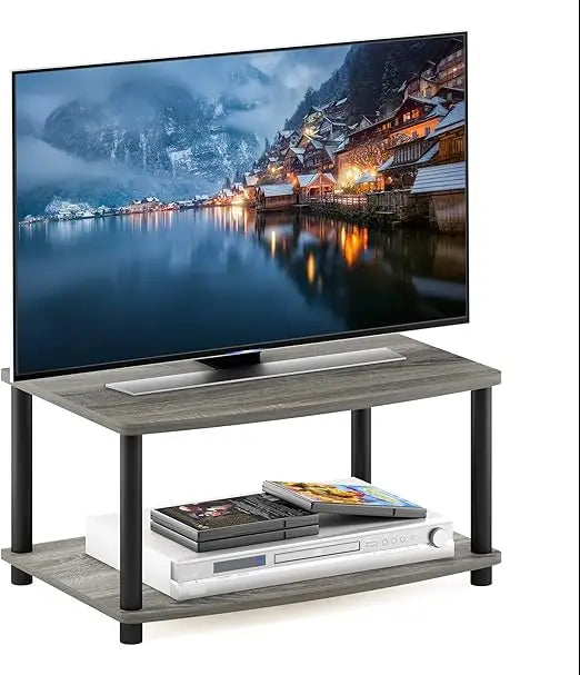 Furinno 2-Tier TV Riser Stand, Small No-Tool Assembly, Elevates TVs up to 32 inches, Dimensions 15.8 x 23.8 x 11 inches