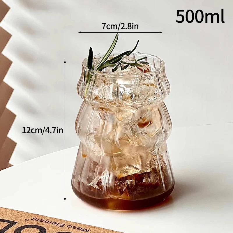 Glass Drinkware Cold Coffee Cups Latte Coffee Glass Iced Water Bottle Aesthetic Cup Wine Cocktail Glass כוסות לקפה ק