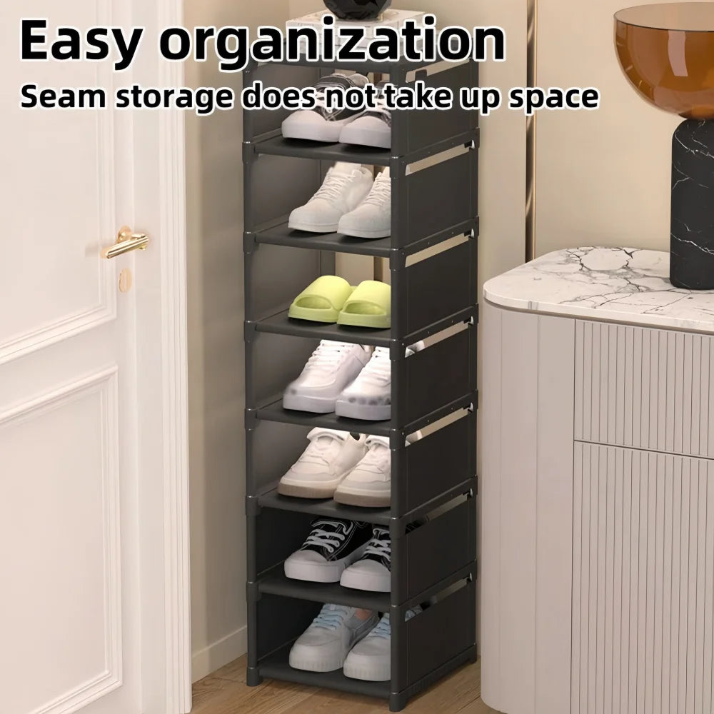 1 Piece Dustproof Single-Row Multi-Layer Shoe Rack, Shoe Storage Organizer, Entryway Furniture Shoe Cabinet, Easy to Assemble and Space-Saving, Suitable for Entryway, Closet, Living Room, Bedroom