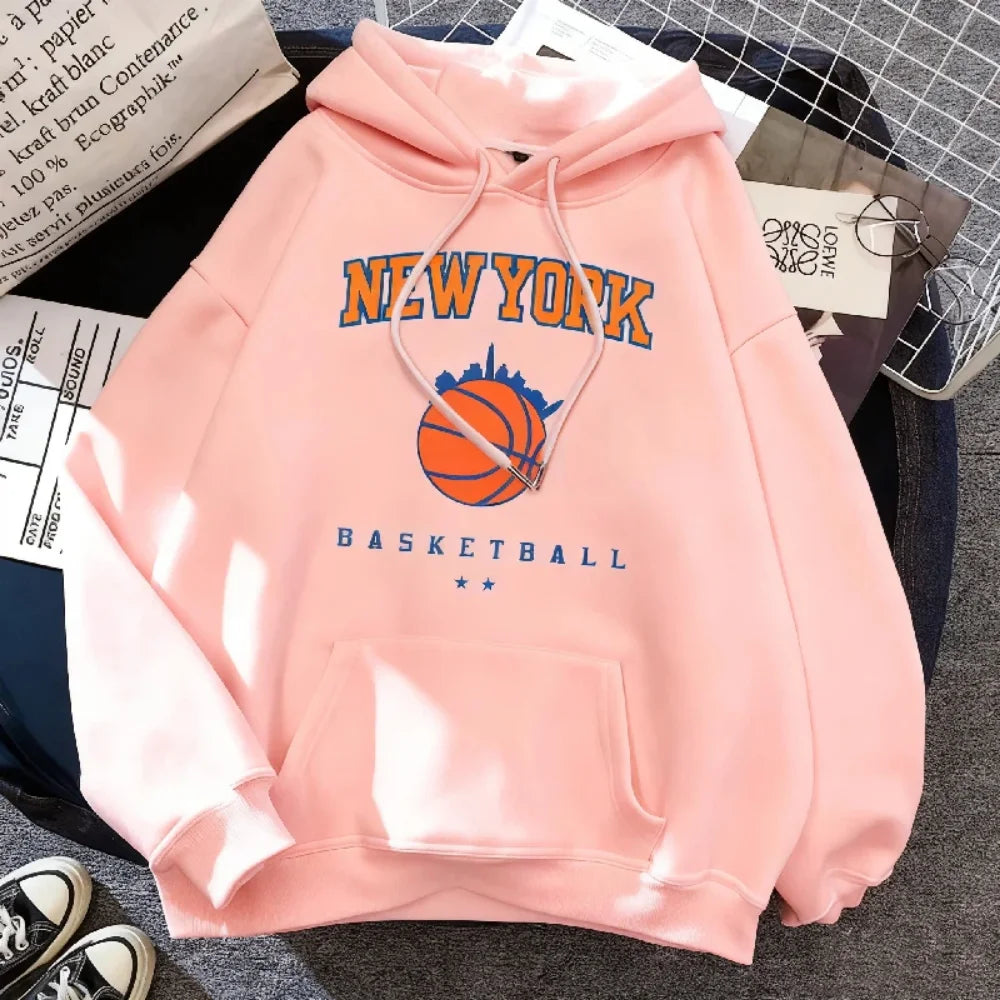 New York Basketball Street Hip-hop Men's Hoodie, Men's Autumn and Winter Warm Sweatshirt, Street Casual Hip-hop Men's Clothing