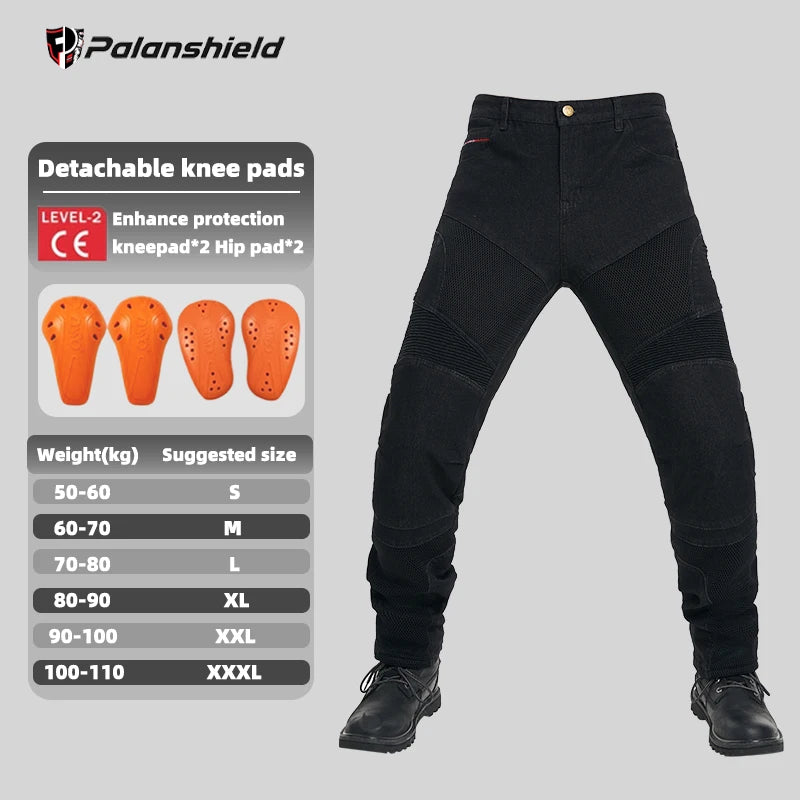 Motorcycle Outdoor Men Pants Protective Gear Riding Touring Blue Black summer Breathable mesh hole Motocross Moto Jeans
