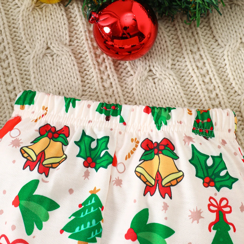 0-4Y Toddler Kids Boys Christmas Cotton 2Pcs Sets Baby Girl Clothes Santa Tree Bell Printed Sweatshirt and Pants Autumn Outfit