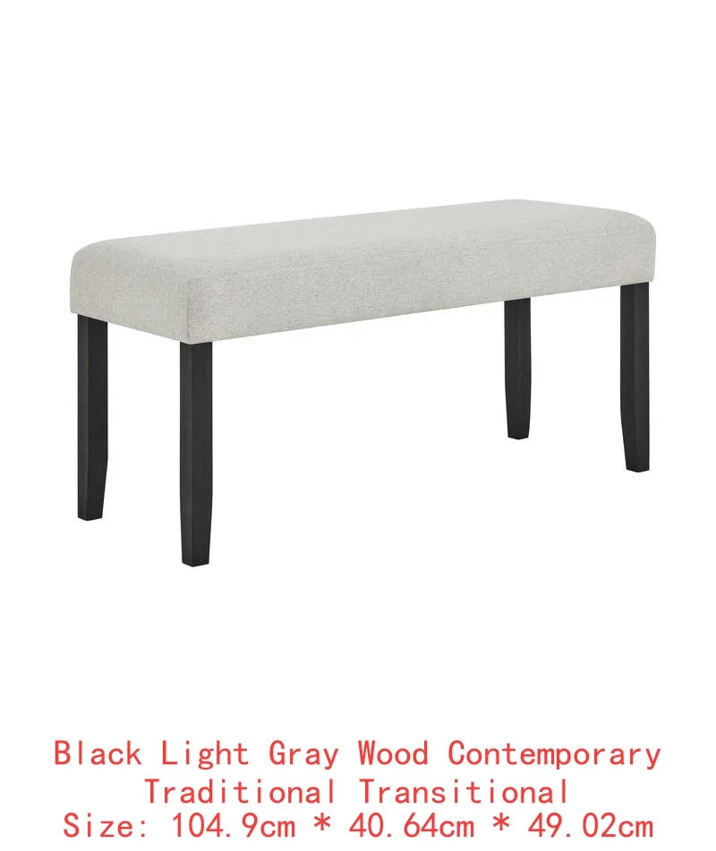 Contemporary 6-Piece Dining Set with White Faux Marble Rectangular Table, Upholstered Full Back Chairs, and Bench in Light Gray