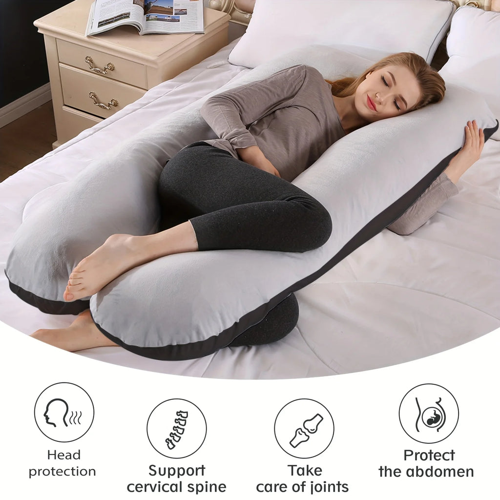 Ergonomic U Shape Pillow for Neck and Back Support, Maternity Pregnancy Body Pillow, Office Travel Sleeping Cushion for Adults