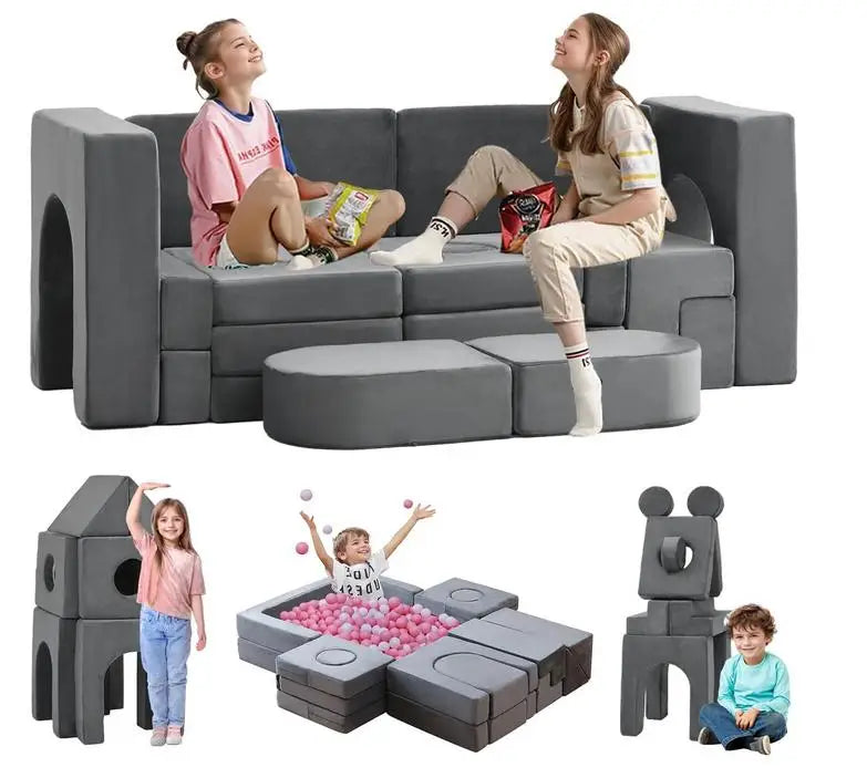 Modular  Play Couch, 22Pcs Sectional Sofa Imaginative Furniture Play Set, Creative Playroom Furniture for Convertible Foam