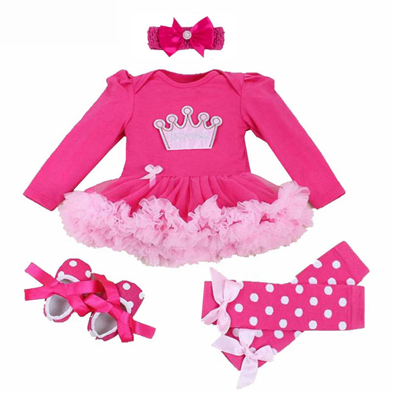 My 1st Christmas Baby Girls Romper Sets Xmas Party Dress Set Christmas Costume Clothes Baby Clothing 4Pcs Christmas's Baby Gifts