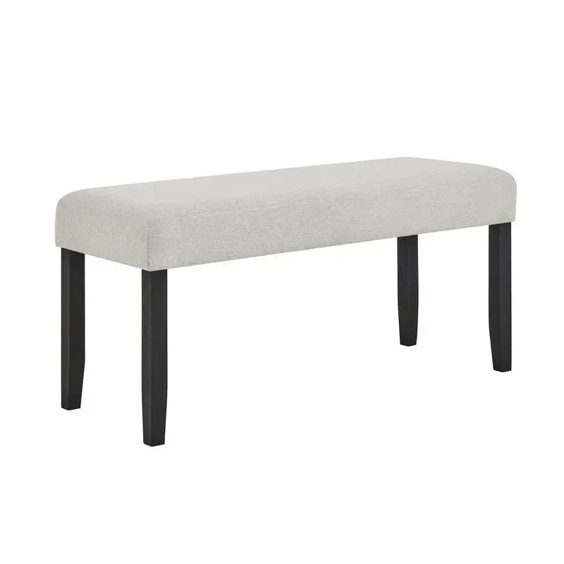 Contemporary 6-Piece Dining Set with White Faux Marble Rectangular Table, Upholstered Full Back Chairs, and Bench in Light Gray