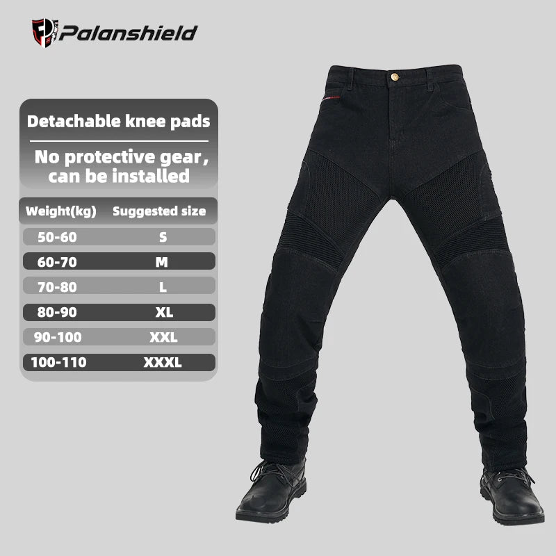 Motorcycle Outdoor Men Pants Protective Gear Riding Touring Blue Black summer Breathable mesh hole Motocross Moto Jeans