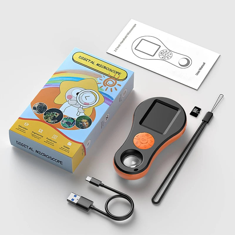 Digital Magnifier 2MP Video Portable Microscope 2.0'' Screen 8LEDs With Magnifying Glass For Windows/Mac 32B TF Card For Option