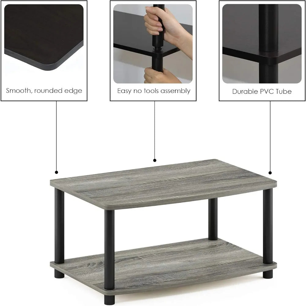 Furinno 2-Tier TV Riser Stand, Small No-Tool Assembly, Elevates TVs up to 32 inches, Dimensions 15.8 x 23.8 x 11 inches