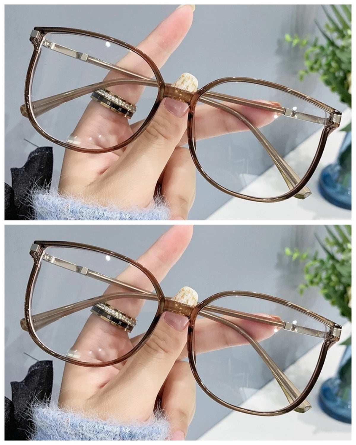 +100 To +400 Fashion Reading Glasses Anti Blue Light Presbyopia Glasses Oval Shaped Women's Finished Presbyopia Glasses Unisex