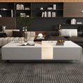 FUFU&GAGA 55.1'' Wide Modern Coffee Table With 2 Drawers & LED Lights, Coffee Table With Spacious Tabletop, For Living Room
