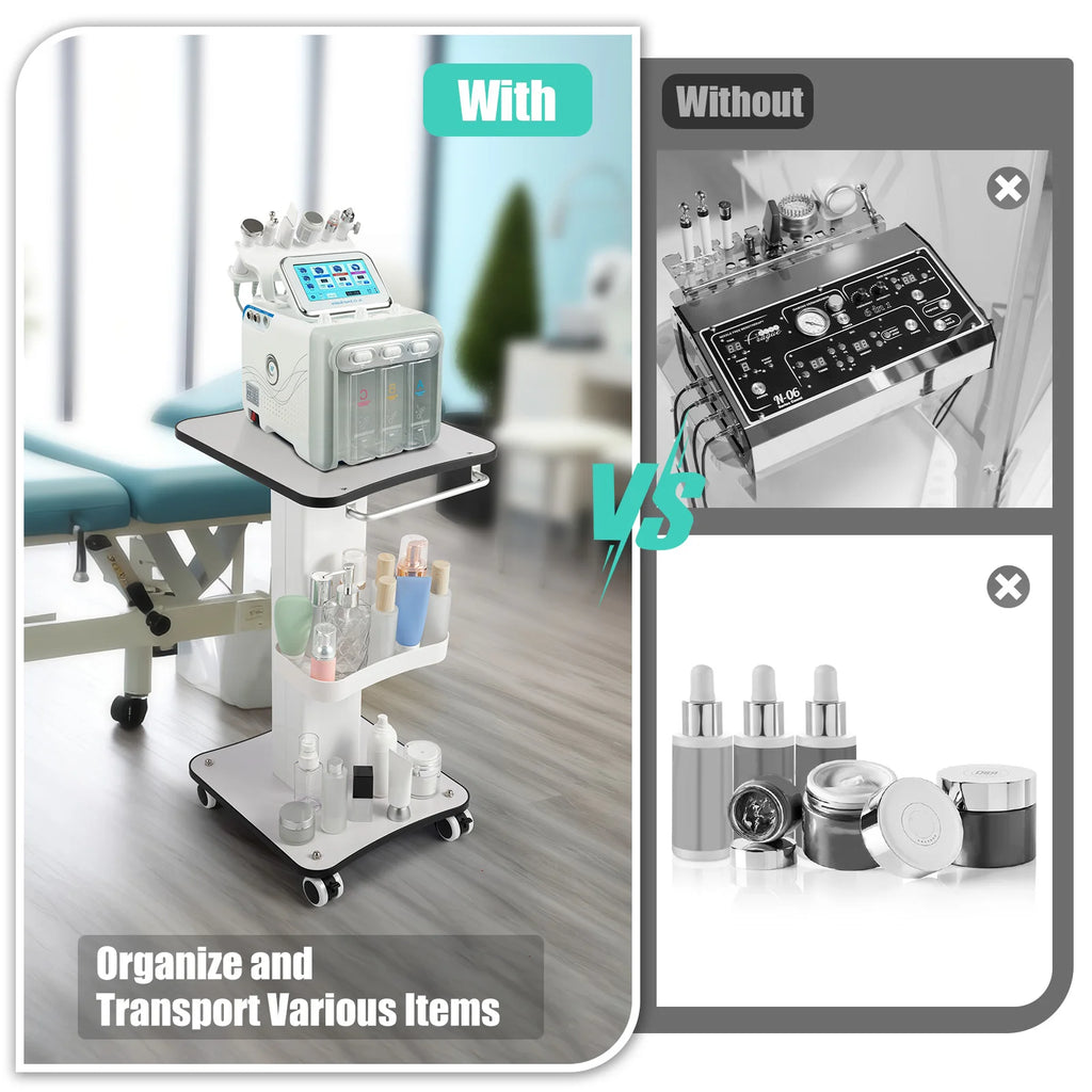 Beauty Salon Trolley Cart with 2 Locking Wheels Wood Metal Rolling Storage Organizer for Nail Technician Tools