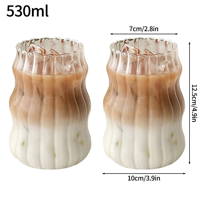 Glass Drinkware Cold Coffee Cups Latte Coffee Glass Iced Water Bottle Aesthetic Cup Wine Cocktail Glass כוסות לקפה ק
