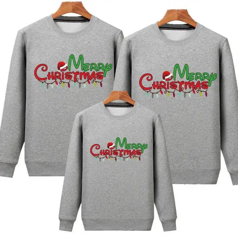 Christmas Day Family Christmas Crew 2026 Print Matching Sweatshirt Outfits Casual Christmas Hoodie Xmas Holiday Clothes Tops