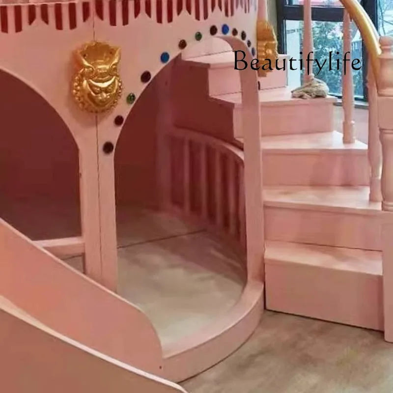 J X Normal Double Decker Kids Beds Decoration Safety Modern Slide Castle Kids Bed Princess Playpen Cama Infantil Furniture Home