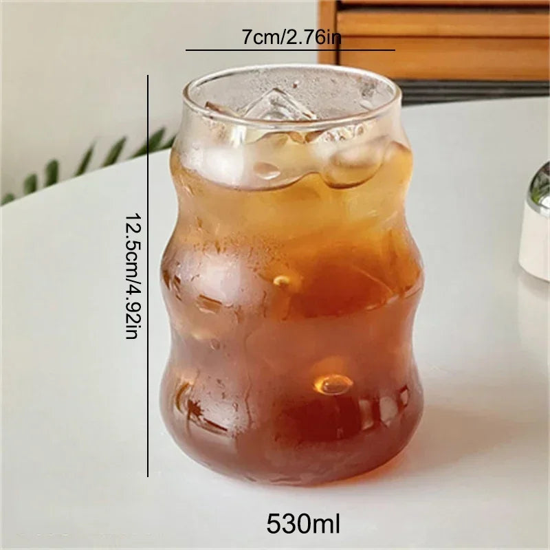1/2pcs Clear Glass Cup Creative Ins Exquisite Heat-resistant Tumbler Tea Juice Milk Coffee Mug Home Office Cocktail Beer Glasses