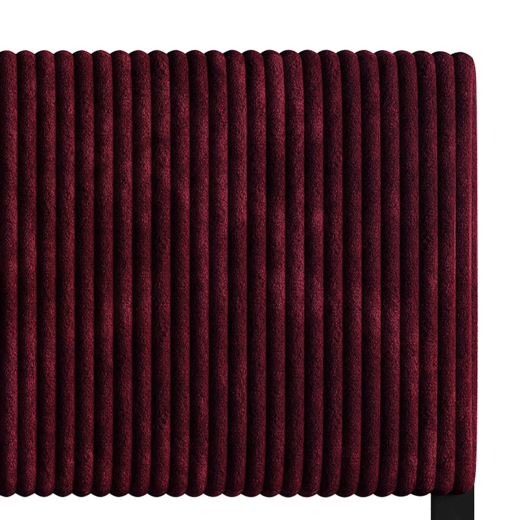 Comfortable corduroy velvet upholstered double headboard with adjustable height for a perfect fit