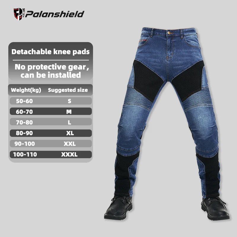 Motorcycle Outdoor Men Pants Protective Gear Riding Touring Blue Black summer Breathable mesh hole Motocross Moto Jeans