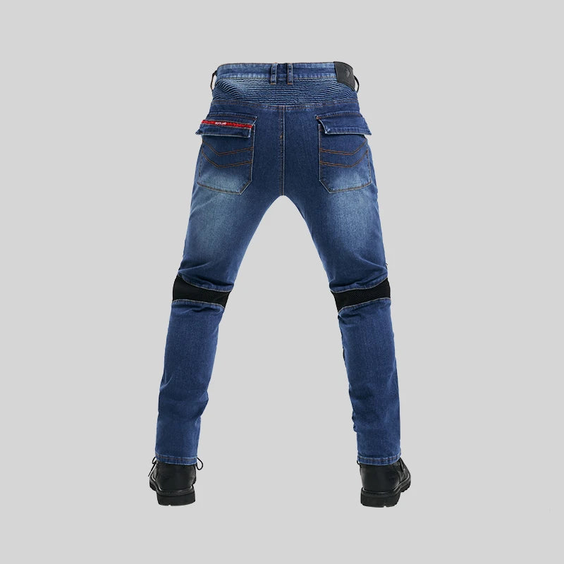 Motorcycle Outdoor Men Pants Protective Gear Riding Touring Blue Black summer Breathable mesh hole Motocross Moto Jeans