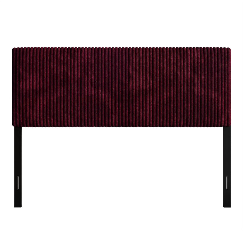 Comfortable corduroy velvet upholstered double headboard with adjustable height for a perfect fit