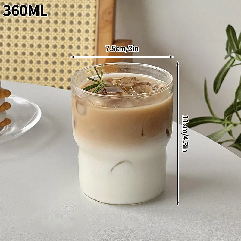 Glass Drinkware Cold Coffee Cups Latte Coffee Glass Iced Water Bottle Aesthetic Cup Wine Cocktail Glass כוסות לקפה ק