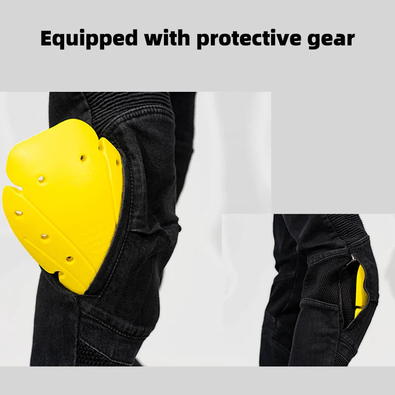 Motorcycle Outdoor Men Pants Protective Gear Riding Touring Blue Black summer Breathable mesh hole Motocross Moto Jeans