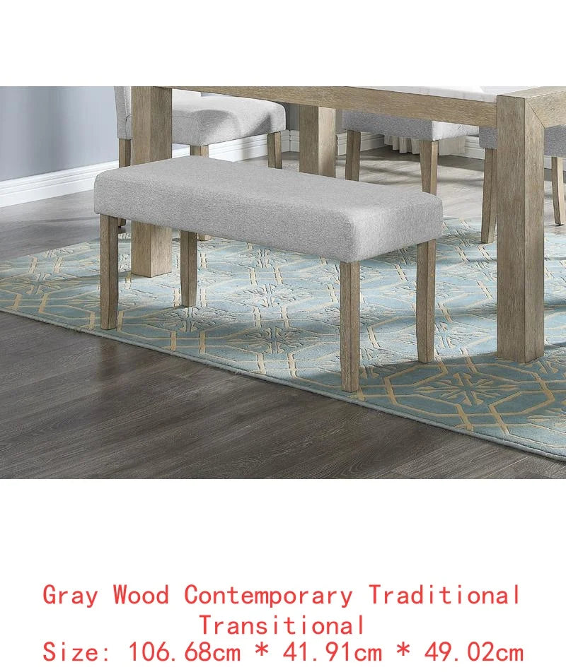 Contemporary 6-Piece Dining Set with White Faux Marble Rectangular Table, Upholstered Full Back Chairs, and Bench in Light Gray