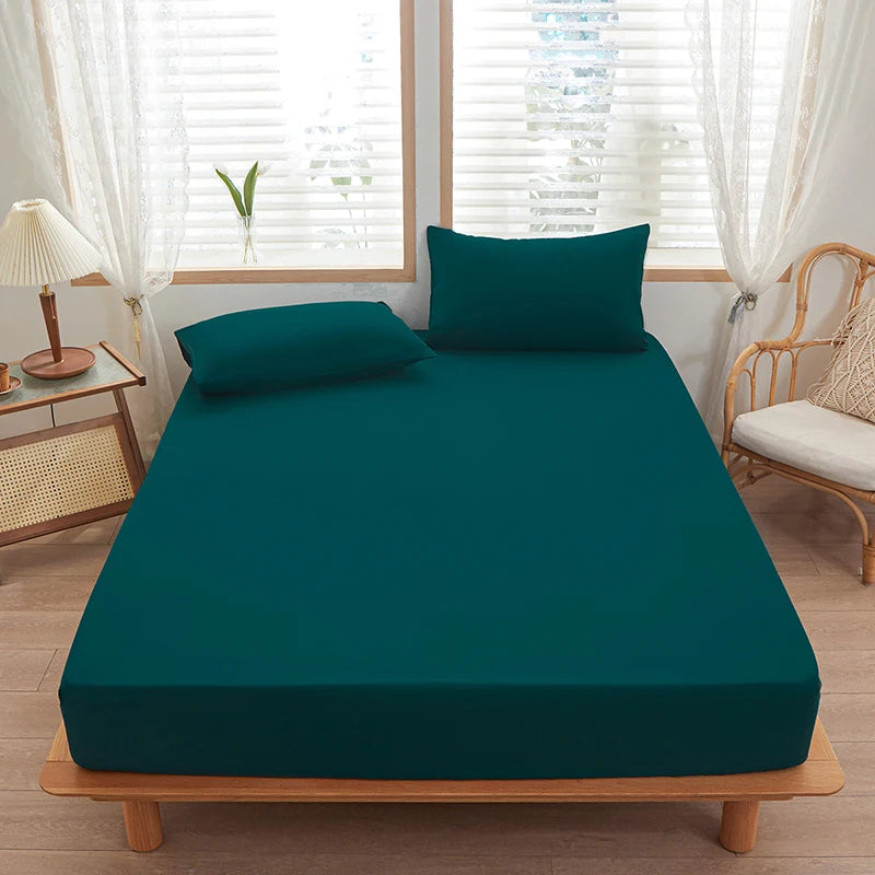 1 piece of solid color bed sheet for bedroom 100%Polyeste Elastic Band Around bedding Fitted Sheet Only (excluding pillowcases)