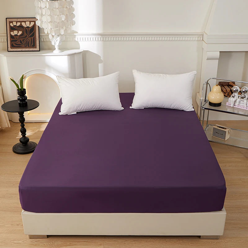 1 piece of solid color bed sheet for bedroom 100%Polyeste Elastic Band Around bedding Fitted Sheet Only (excluding pillowcases)