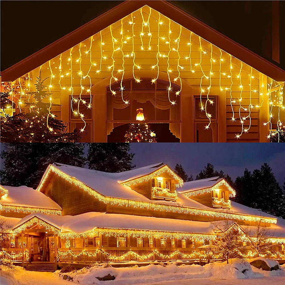 Christmas Decoration 2024/2025 icicle Led Curtain Lights for Outdoor Droop 0.4/0.5/0.6M Christmas Lights for home New Year 2025