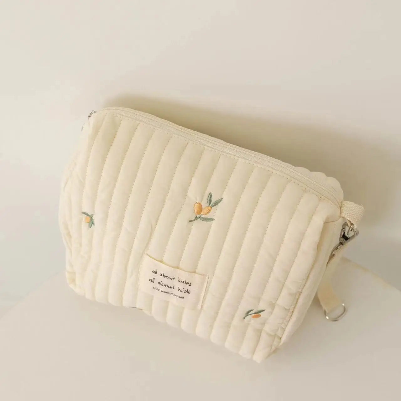 New Quilted Diaper Backpack with Zipper Embroidery Portable Stroller Hanging Organizer for Baby Essentials Travel Diaper Bags