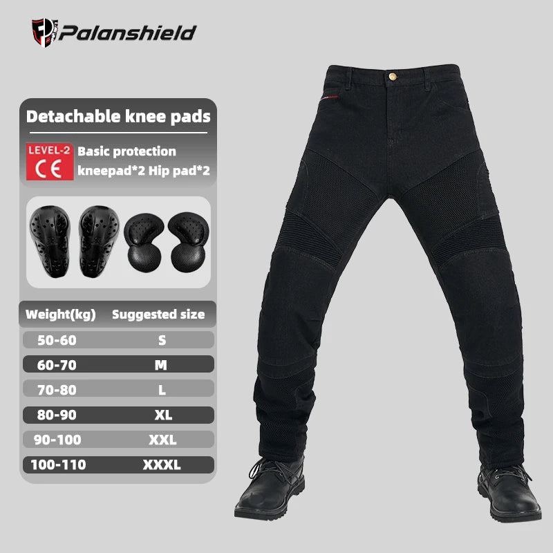 Motorcycle Outdoor Men Pants Protective Gear Riding Touring Blue Black summer Breathable mesh hole Motocross Moto Jeans