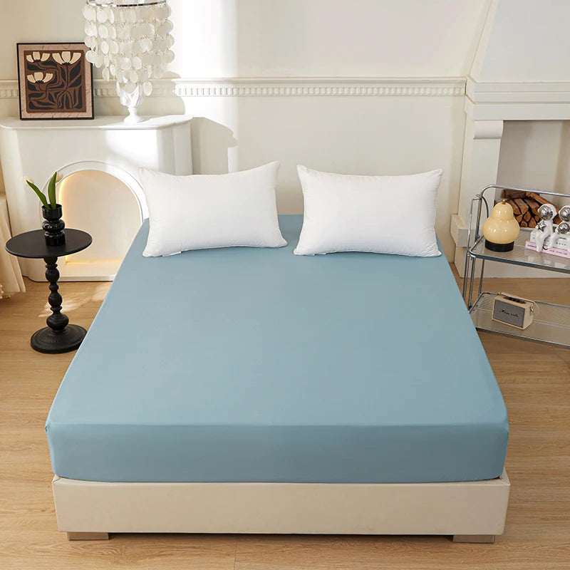 1 piece of solid color bed sheet for bedroom 100%Polyeste Elastic Band Around bedding Fitted Sheet Only (excluding pillowcases)