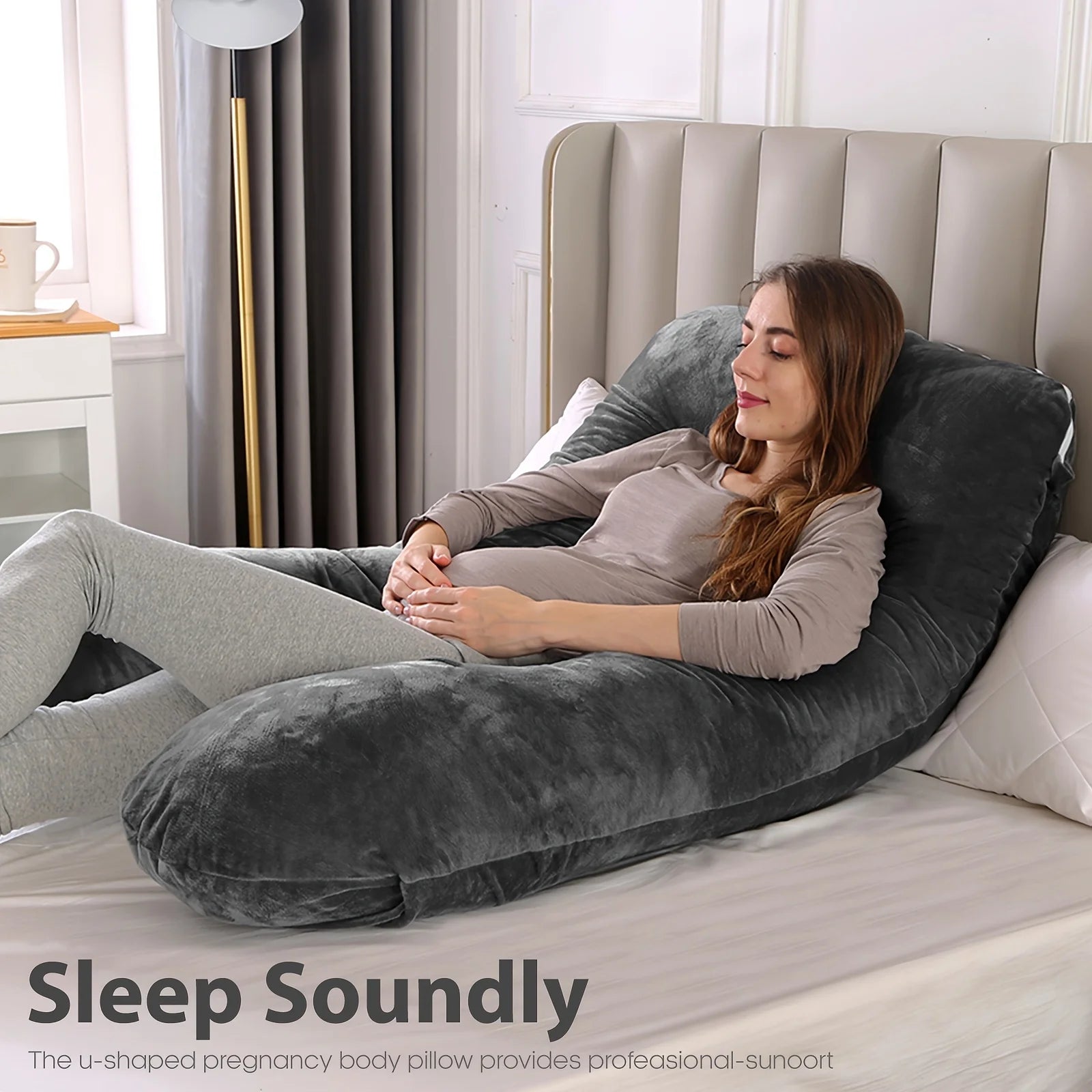 Ergonomic U Shape Pillow for Neck and Back Support, Maternity Pregnancy Body Pillow, Office Travel Sleeping Cushion for Adults