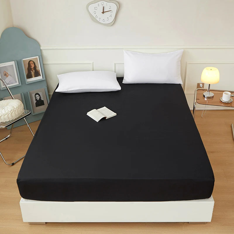 1 piece of solid color bed sheet for bedroom 100%Polyeste Elastic Band Around bedding Fitted Sheet Only (excluding pillowcases)