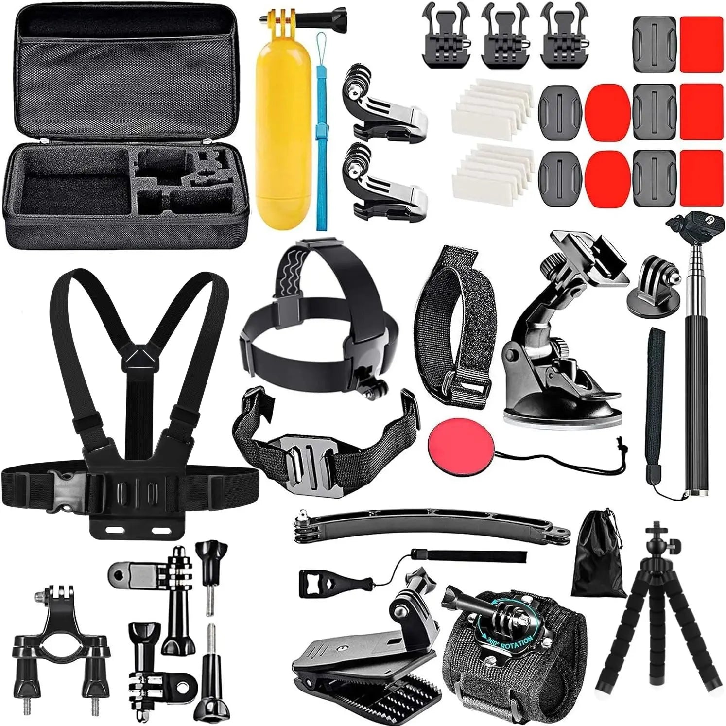 50 in 1 Action Camera Accessory Kit Sets for GoPro Hero 12/11/10/9/8/7/6/5/4 GoPro Max Insta360 AKASO DJI Osmo Action Cameras