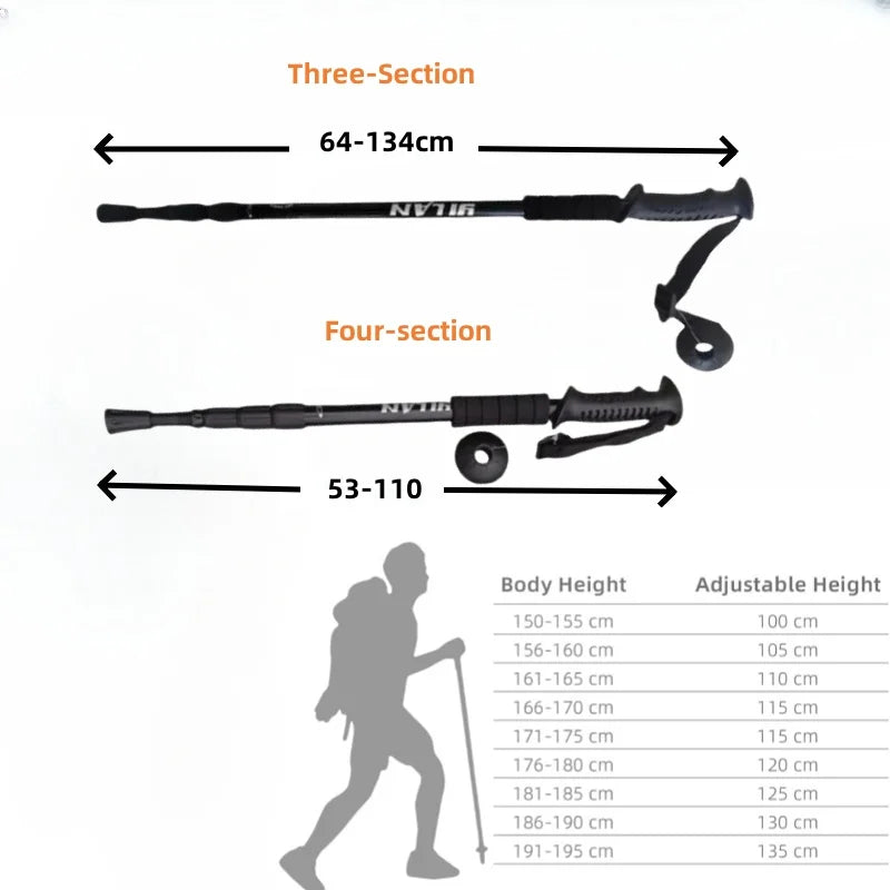 Hiking Trekking Poles, Collapsible,Lightweight, Anti Shock, Hiking or Walking Sticks,Adjustable Hiking Pole for Men and Women
