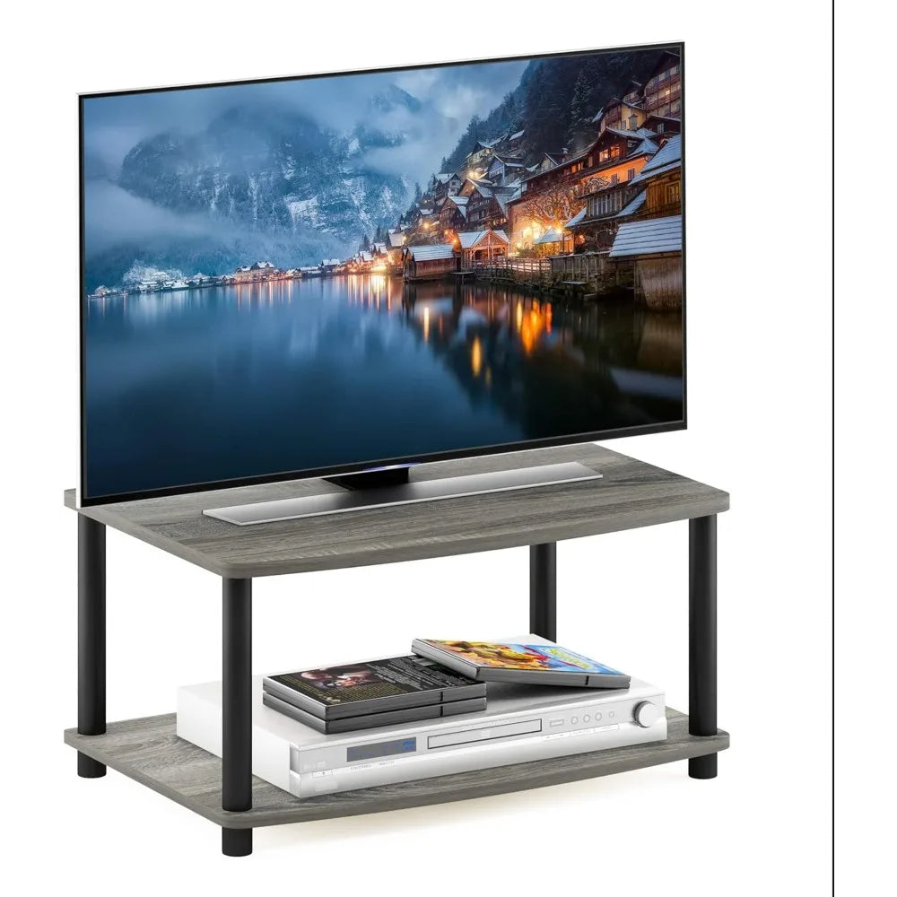 Furinno 2-Tier TV Riser Stand, Small No-Tool Assembly, Elevates TVs up to 32 inches, Dimensions 15.8 x 23.8 x 11 inches