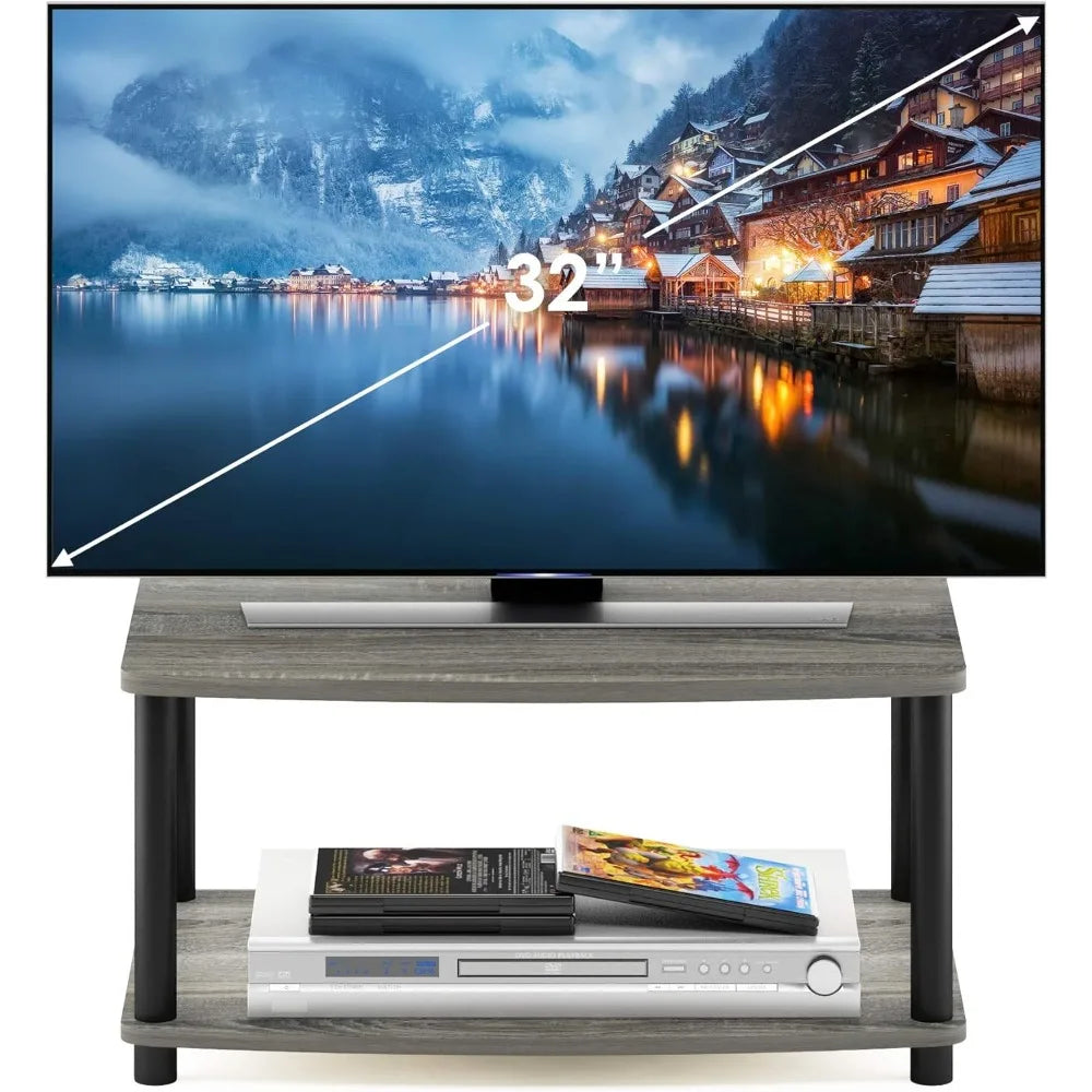 Furinno 2-Tier TV Riser Stand, Small No-Tool Assembly, Elevates TVs up to 32 inches, Dimensions 15.8 x 23.8 x 11 inches