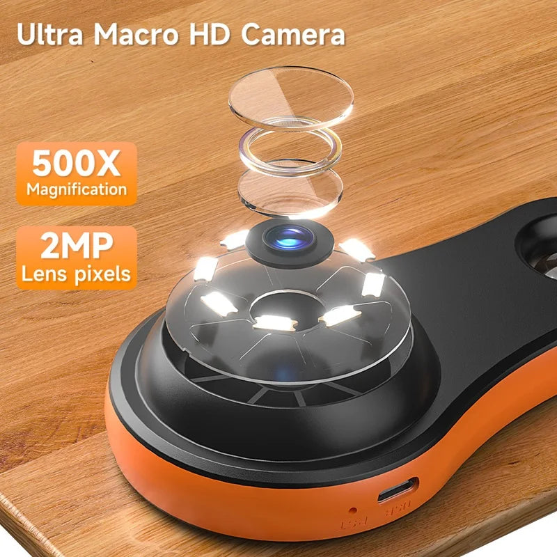 Digital Magnifier 2MP Video Portable Microscope 2.0'' Screen 8LEDs With Magnifying Glass For Windows/Mac 32B TF Card For Option