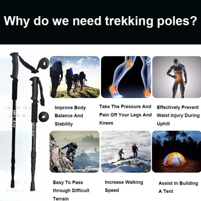 Hiking Trekking Poles, Collapsible,Lightweight, Anti Shock, Hiking or Walking Sticks,Adjustable Hiking Pole for Men and Women