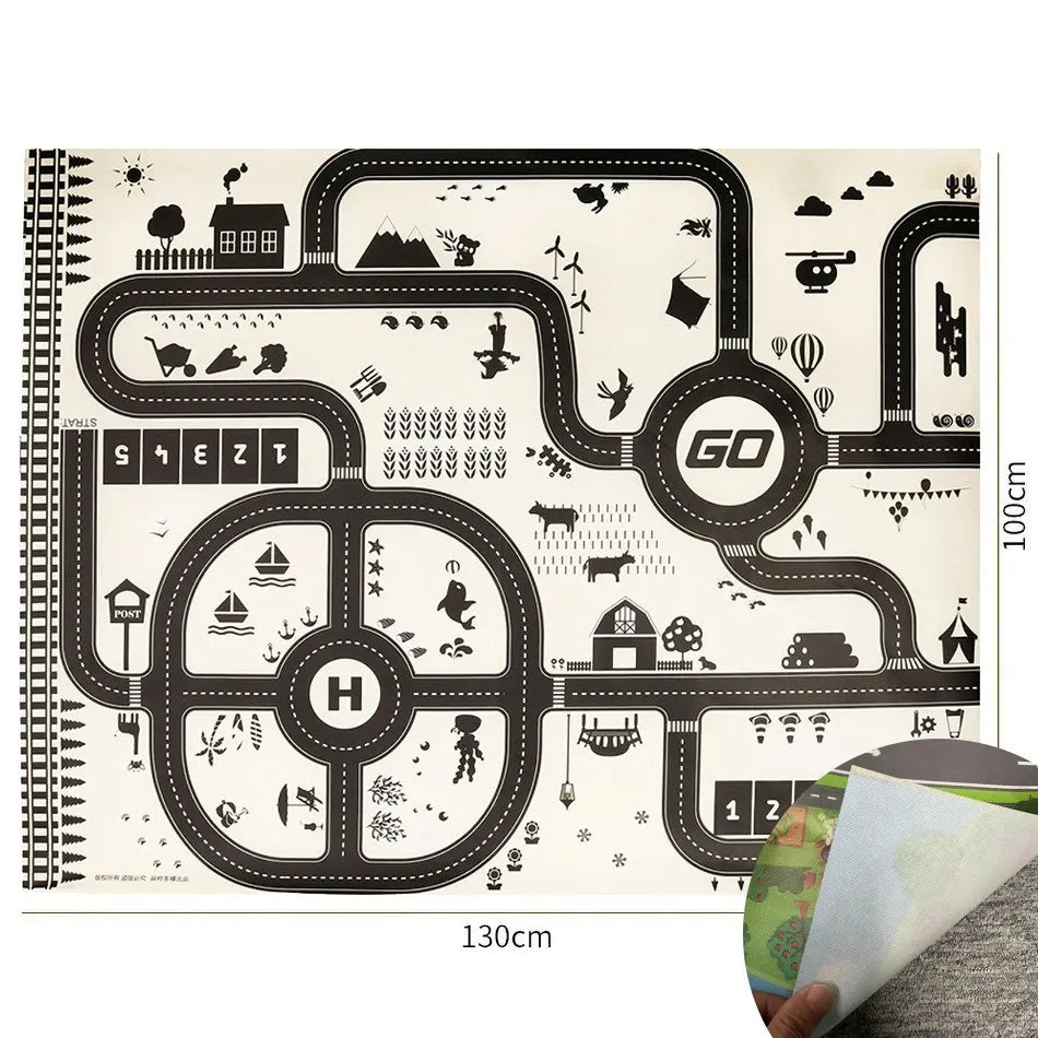 130*100cm Baby Crawling Mat for Children Cartoons Traffic Rug Indoor Toys City Road Carpet Kids Game Little Girl and Boy Playmat